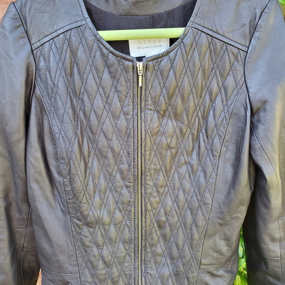 hinge Jackets & Coats Hinge Black Collarless Quilted Leather Jacket